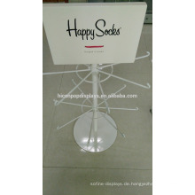 White Powder Coated Floorstanding 2-Layer 16 Metall Haken Custom Marke Einzelhandel Happy Sock Display